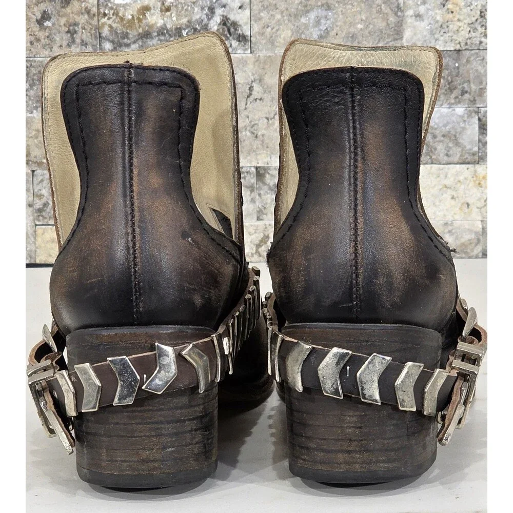 FREEBIRD Distressed Brown Leather BLADE Ankle Booties